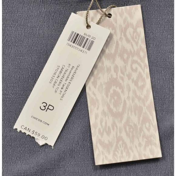 NEW Chico's Travelers Gray Tank Top Petite Size 3P Sleeveless Revirsible - Picture 6 of 8